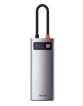 BASEUS Хъб 5-в-1 от Type-C към 3xUSB3.0, USB-C (PD) 100W, HDMI, Metal Gleam /сив/ - CAHUB-CX0G