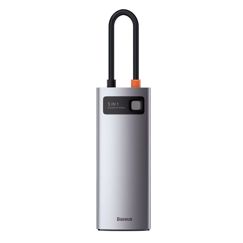 BASEUS Хъб 5-в-1 от Type-C към 3xUSB3.0, USB-C (PD) 100W, HDMI, Metal Gleam /сив/ - CAHUB-CX0G