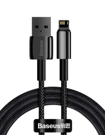 BASEUS Кабел USB-A - Lightning, 2м, 2.4A, Tungsten Gold, CALWJ-A01 /черен/