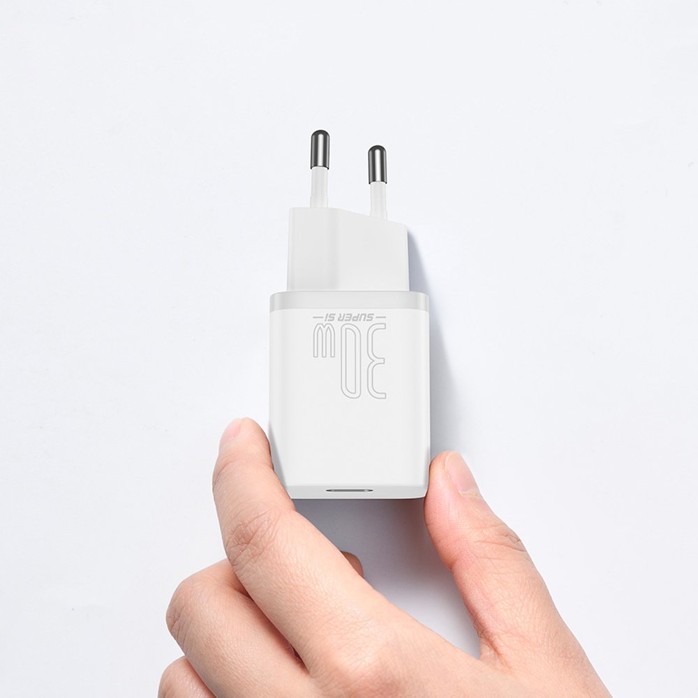 BASEUS 220V 30W, USB-C, Super Si, бяло - CCSUP-J02