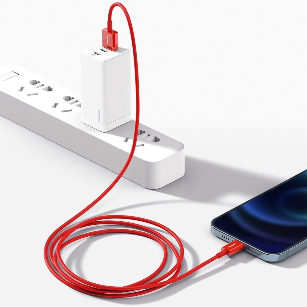 BASEUS Кабел USB-A - Lightning, 1м, 2.4A, Superior /червен/ - CALYS-A09 - Image 3