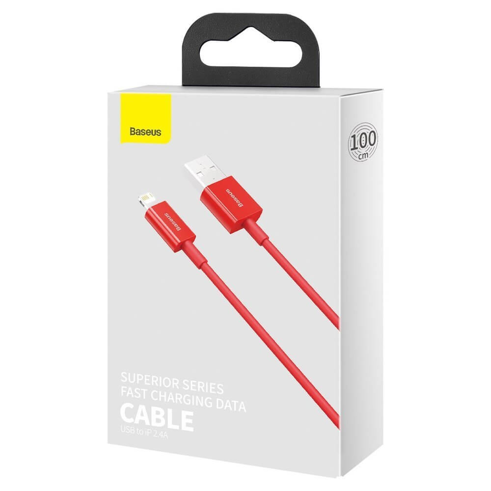 BASEUS Кабел USB-A - Lightning, 1м, 2.4A, Superior /червен/ - CALYS-A09 - Image 2
