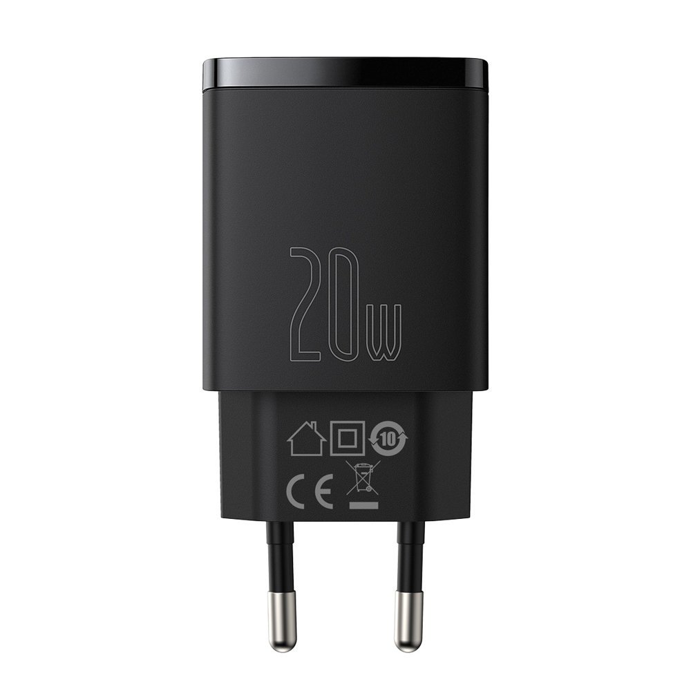 BASEUS 220V 20W, USB-A + USB-C, Compact, черен - CCXJ-B01 - Image 3