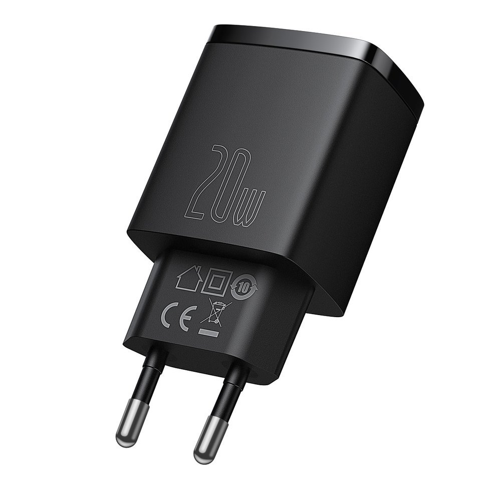 BASEUS 220V 20W, USB-A + USB-C, Compact, черен - CCXJ-B01 - Image 4