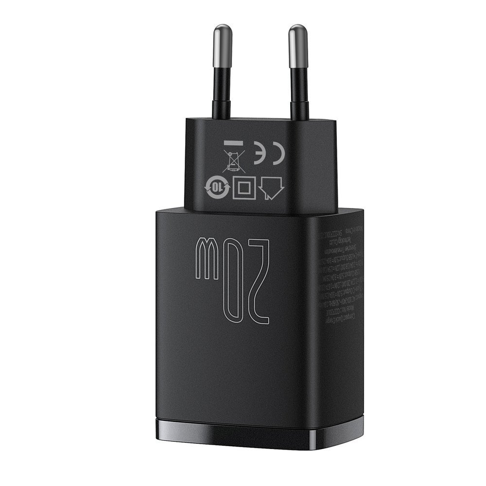 BASEUS 220V 20W, USB-A + USB-C, Compact, черен - CCXJ-B01 - Image 5
