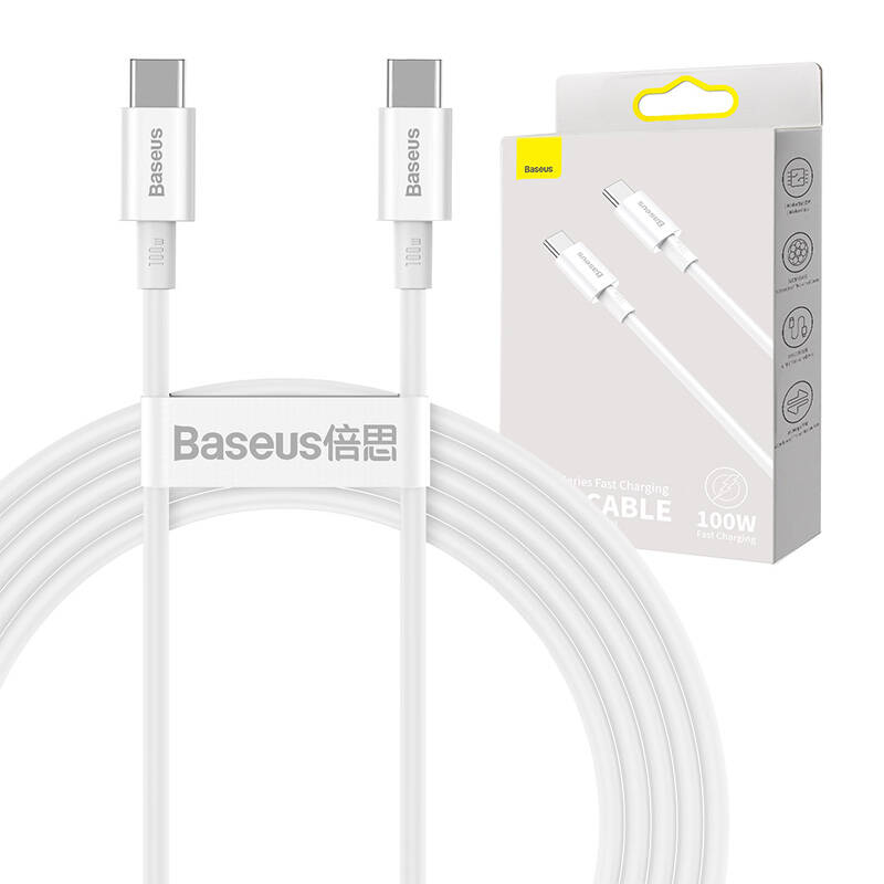 BASEUS Кабел Type-C - Type-C, 2м, 100W, Superior S, CATYS-C02 /бял/
