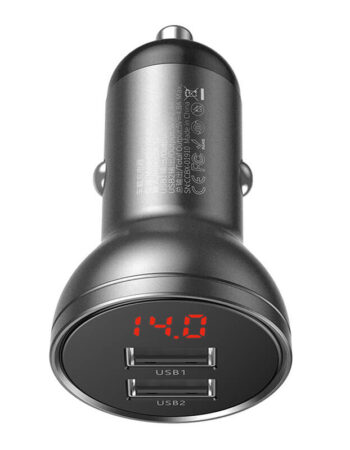 BASEUS 12V 24W, 2xUSB-A, сив - CCBX-0G