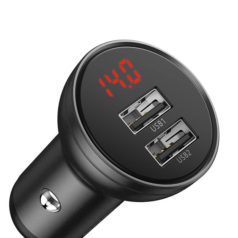 BASEUS 12V 24W, 2xUSB-A, сив - CCBX-0G - Image 4