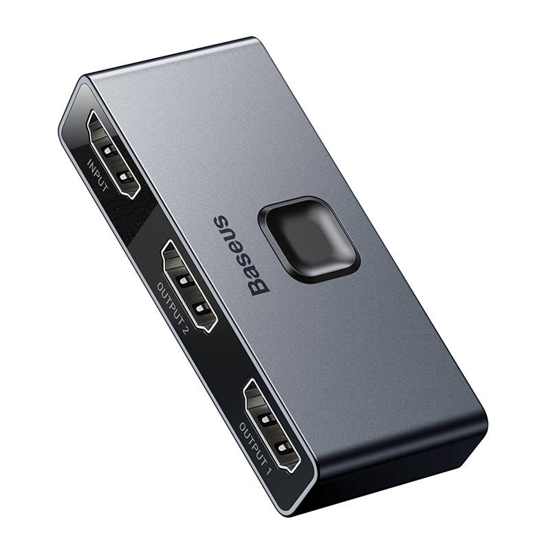 BASEUS HDMI сплитер/двупосочен превключвател /2в1 или 1в2/, 4K, 30Hz, CAHUB-BC0G /сив/