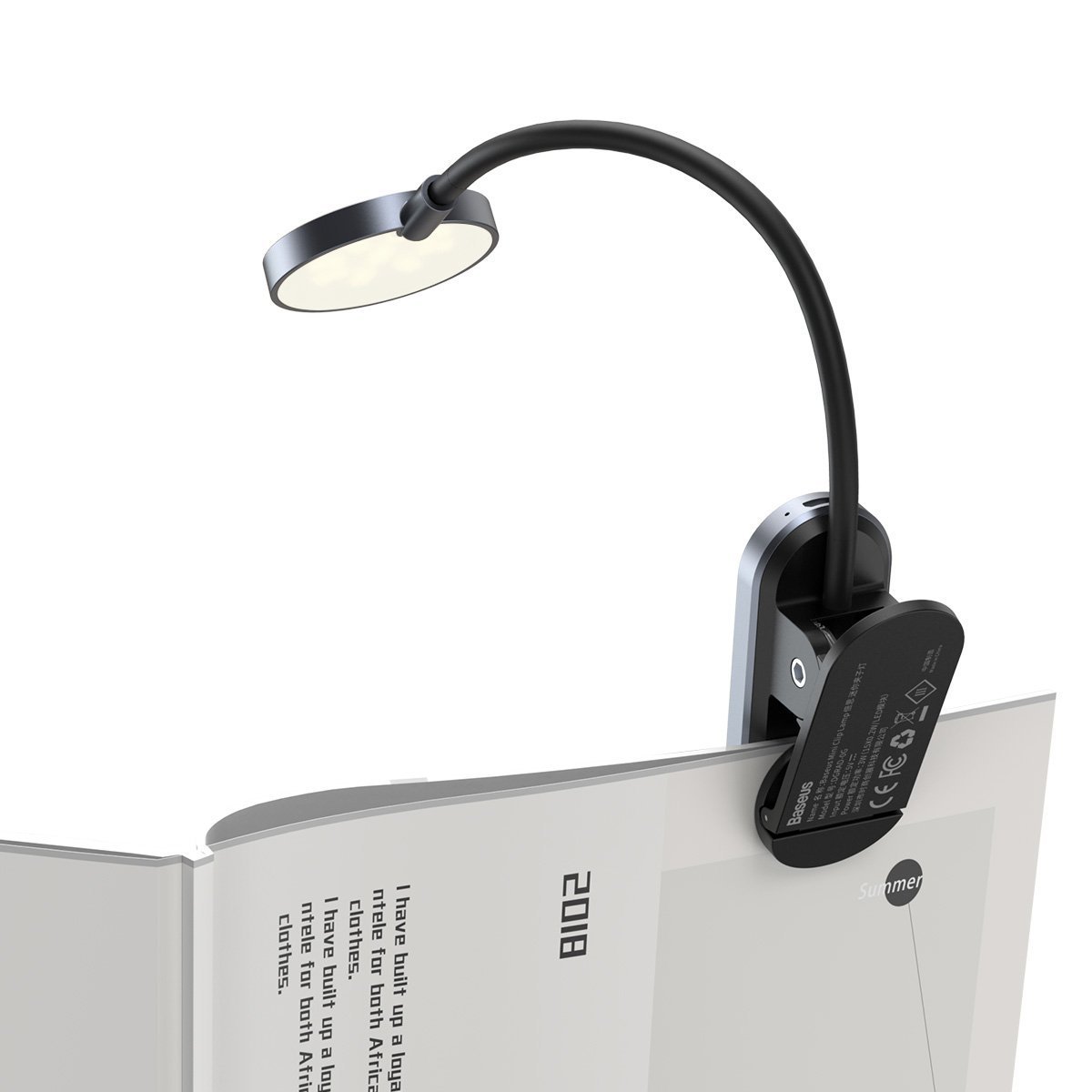 BASEUS LED Лампа за четене, с щипка за захващане, DGRAD-0G /сива/