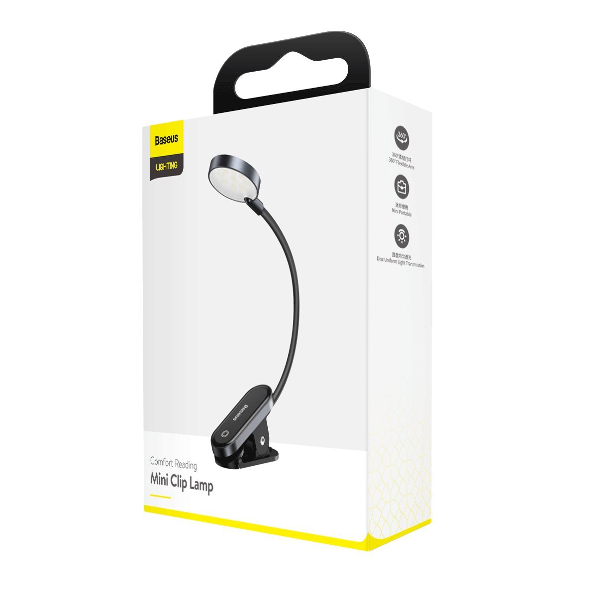 BASEUS LED Лампа за четене, с щипка за захващане, DGRAD-0G /сива/