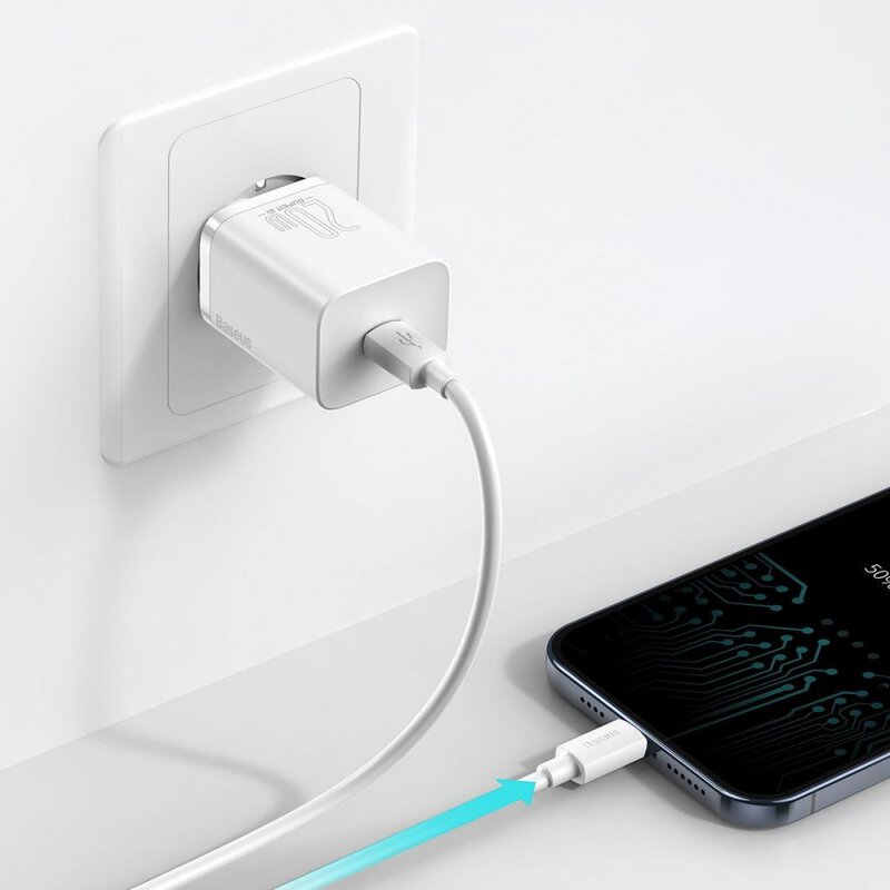 BASEUS 220V 20W, USB-C, Super Si, бял - CCSUP-B02