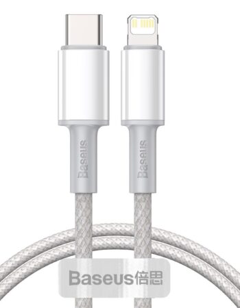 BASEUS Кабел Type-C - Lightning, 1м, 20W, High Density Braided, CATLGD-02 /бял/