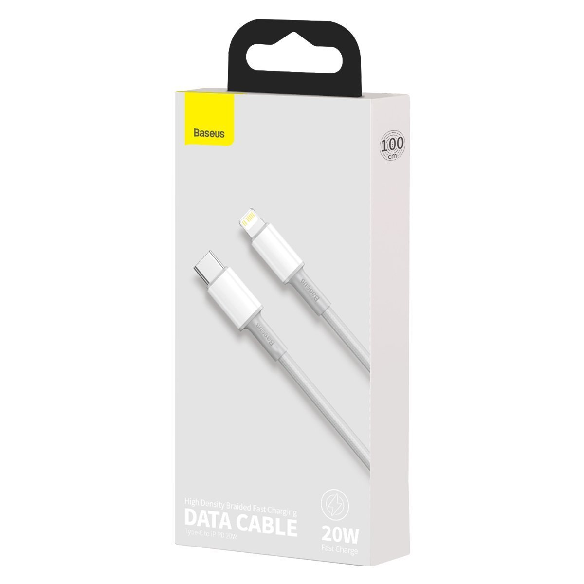 BASEUS Кабел Type-C - Lightning, 1м, 20W, High Density Braided, CATLGD-02 /бял/