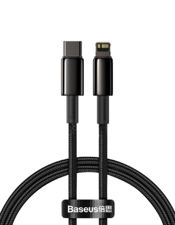 BASEUS Кабел Type-C - Lightning, 1м, 20W, Tungsten Gold, CATLWJ-01 /черен/