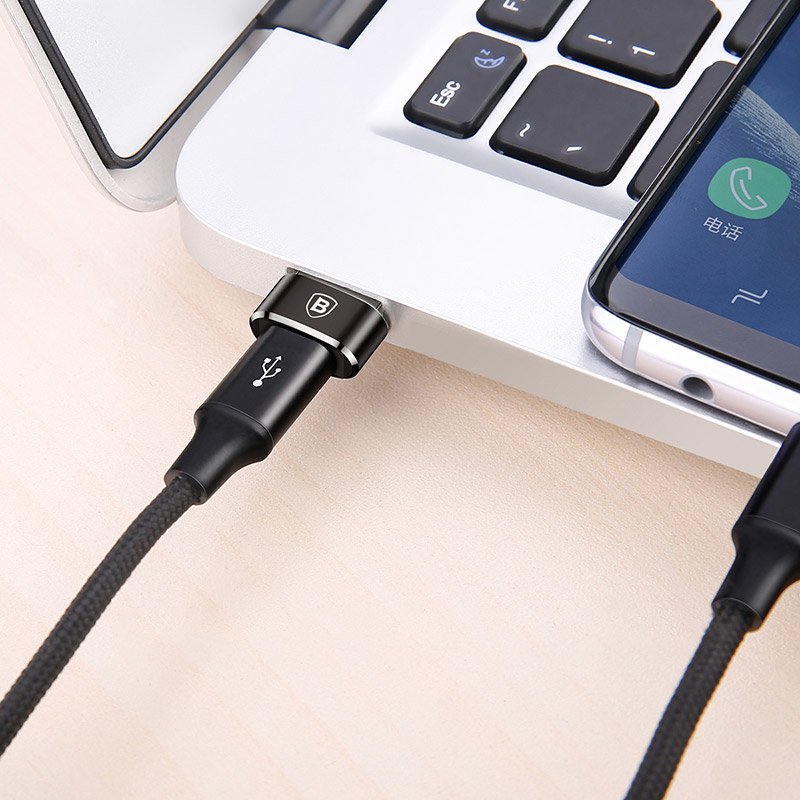BASEUS Преходник/адаптер USB-A - USB-C, 5A, Mini /черен/ - CAAOTG-01