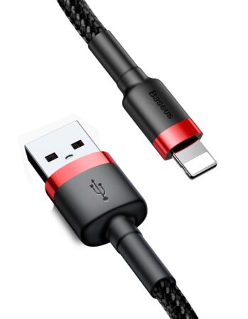 BASEUS Кабел USB-A - Lightning, 1м, 2.4A, CAFULE, CALKLF-B19 /черен + червено/