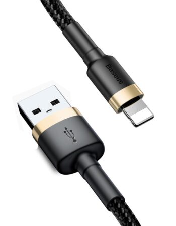 BASEUS Кабел USB-A - Lightning, 1м, 2.4A, CAFULE, CALKLF-BV1 /черен + златно/