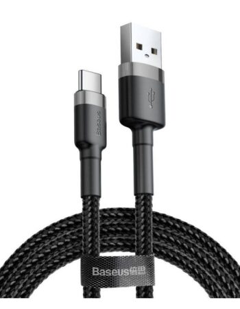 BASEUS Кабел USB-A - Type-C, 0.5м, 3A, CAFULE, CATKLF-AG1 /черен + сиво/