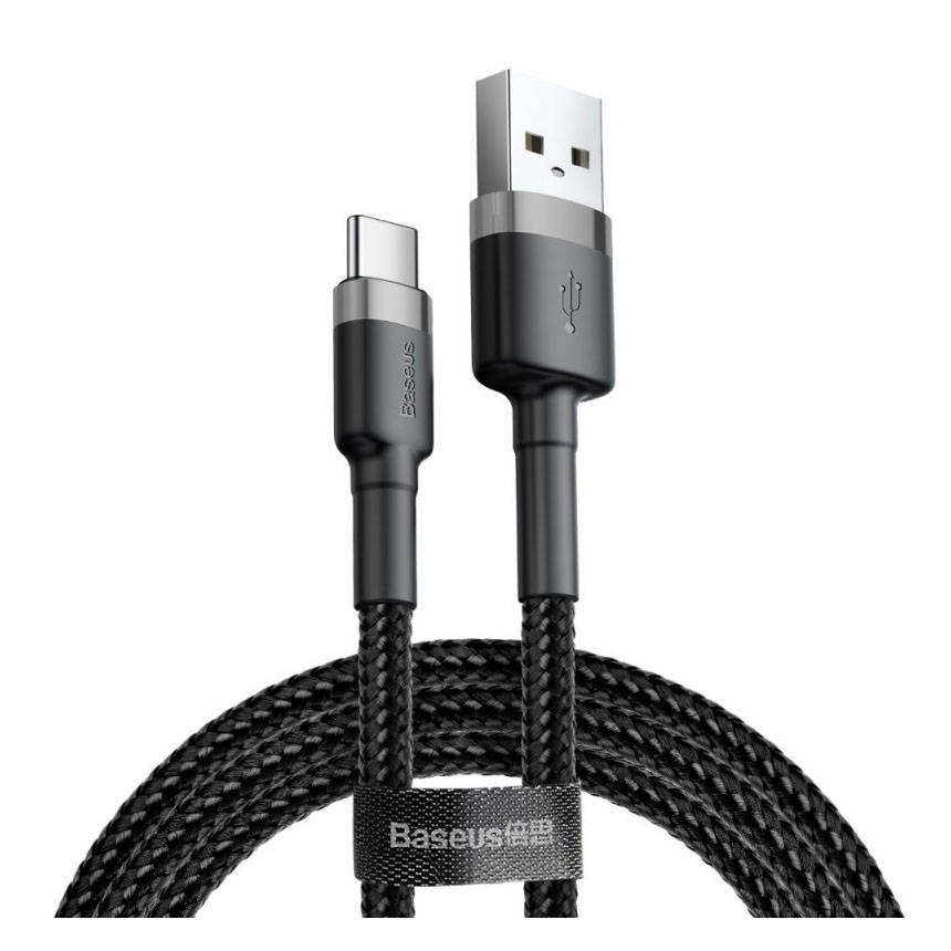 BASEUS Кабел USB-A - Type-C, 0.5м, 3A, CAFULE, CATKLF-AG1 /черен + сиво/
