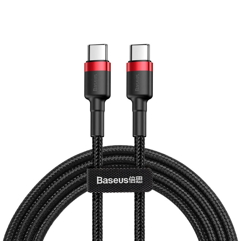 BASEUS Кабел Type-C - Type-C, 2м, 60W, 3A, CAFULE, CATKLF-H91 /черен + червено/