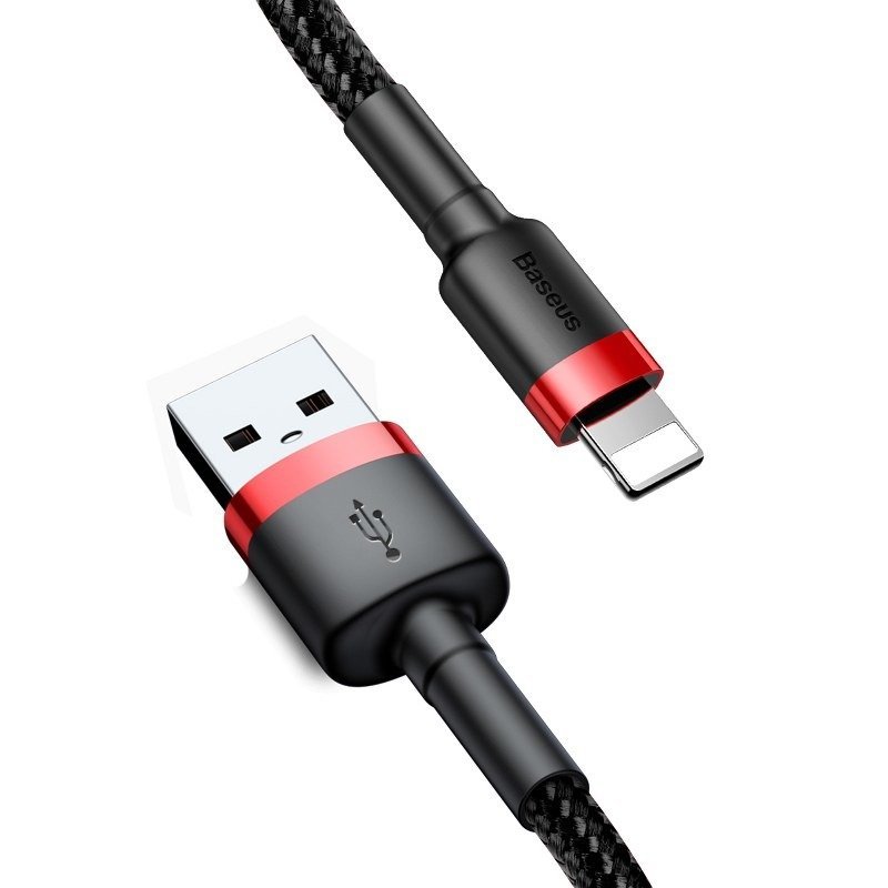 BASEUS Кабел USB-A - Lightning, 3м, 2A, CAFULE, CALKLF-R91 /черен + червено/ - Image 4