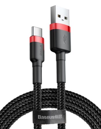BASEUS Кабел USB-A - Type-C, 3м, 2A, CAFULE, CATKLF-U91 /черен + червено/