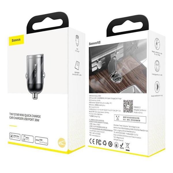 BASEUS 12V 30W, USB-A, Tiny Star Mini, сив - VCHX-A0G - Image 2