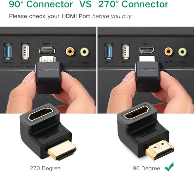 UGREEN Преходник Адаптер HDMI /ж-м/ Angled /черен/ - HD112 / 20109