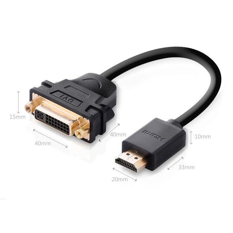 UGREEN Кабел HDMI /м/ - DVI /ф/, 0,22m. 1080p /черен/ - 20136 / 20136