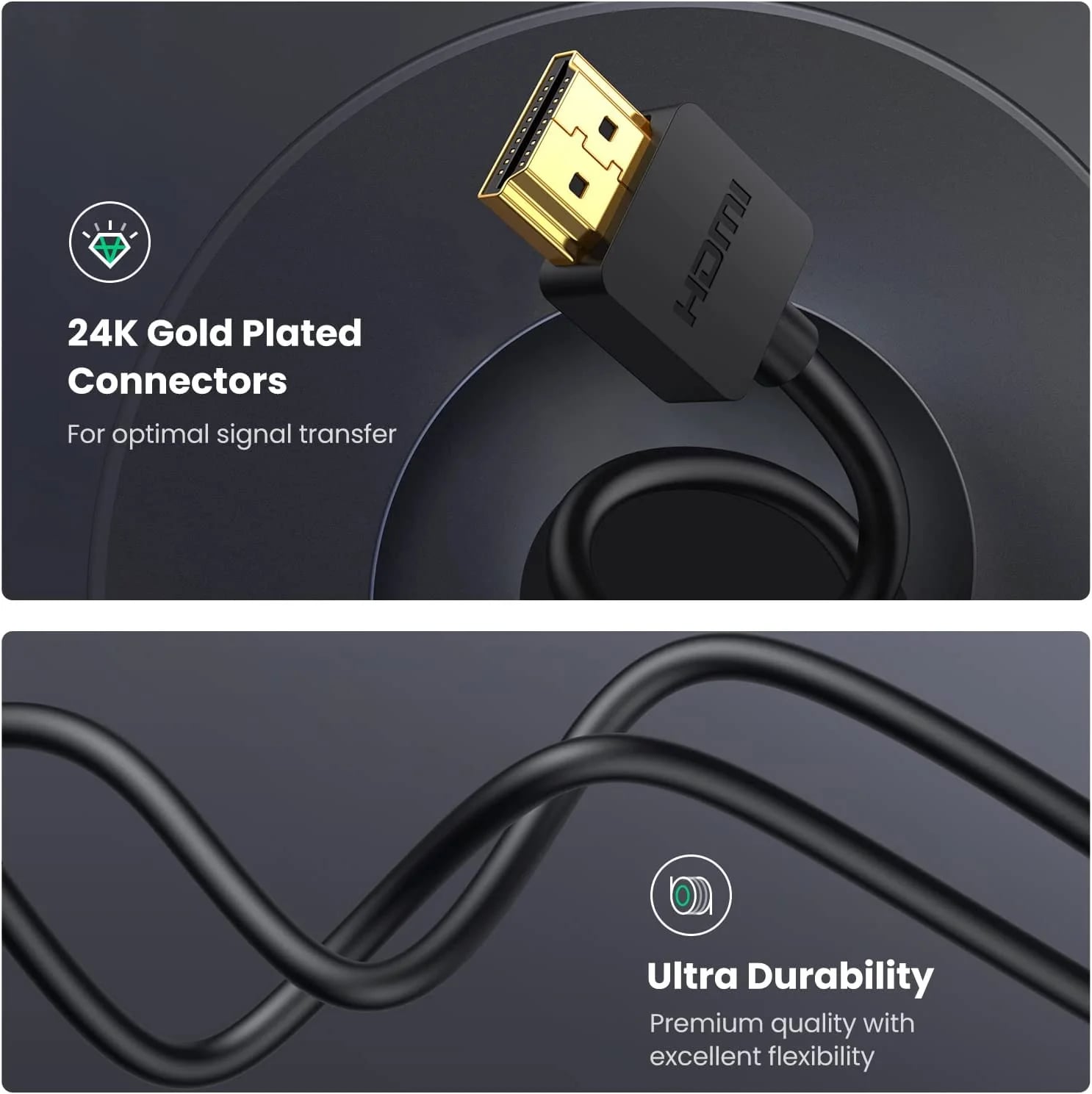 UGREEN Кабел HDMI /м/ - micro HDMI /м/, 1m. 4K /черен/ - HD127 / 30148