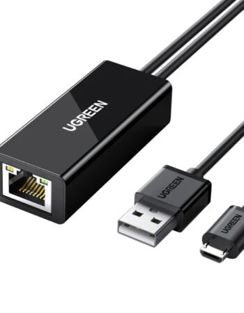 UGREEN Преходник Адаптер от RJ45 /ж/ към USB-A + Micro USB, Chromecast /TV Stick /черен/ - CR110 / 30985