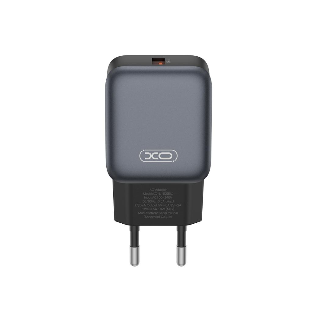 XO 220V 18W, USB-A + кабел A-C, L152 /черен/
