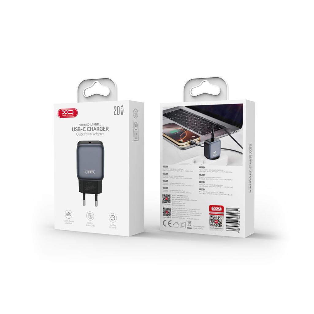 XO 220V 20W, USB-C L153 /черен/