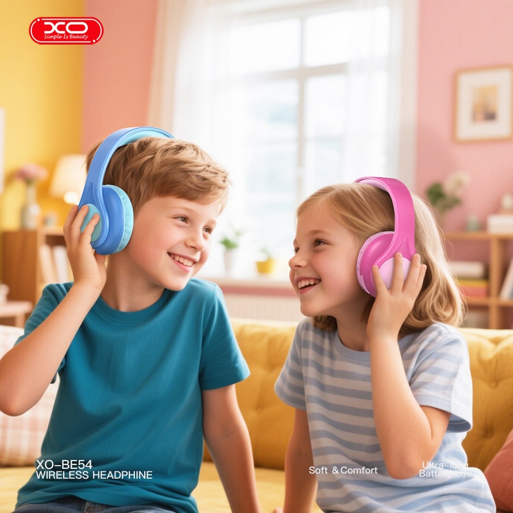 XO HF Bluetooth Overear, Cartoon Kids, розови - BE54