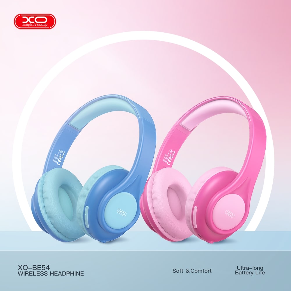 XO HF Bluetooth Overear, Cartoon Kids, розови - BE54