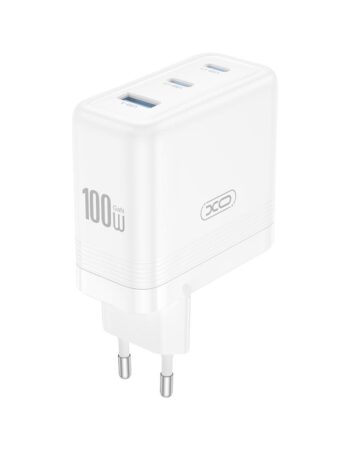 XO 220V 100W, USB-A + 2xUSB-C, GaN, EU сертифицирано /бял/ - CE35