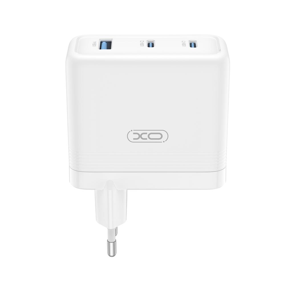 XO 220V 100W, USB-A + 2xUSB-C, GaN, EU сертифицирано /бял/ - CE35
