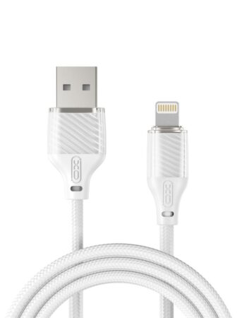 XO Кабел USB-A - Lightning, 1м, 6A, Transparent Braided /бял/ - NB291