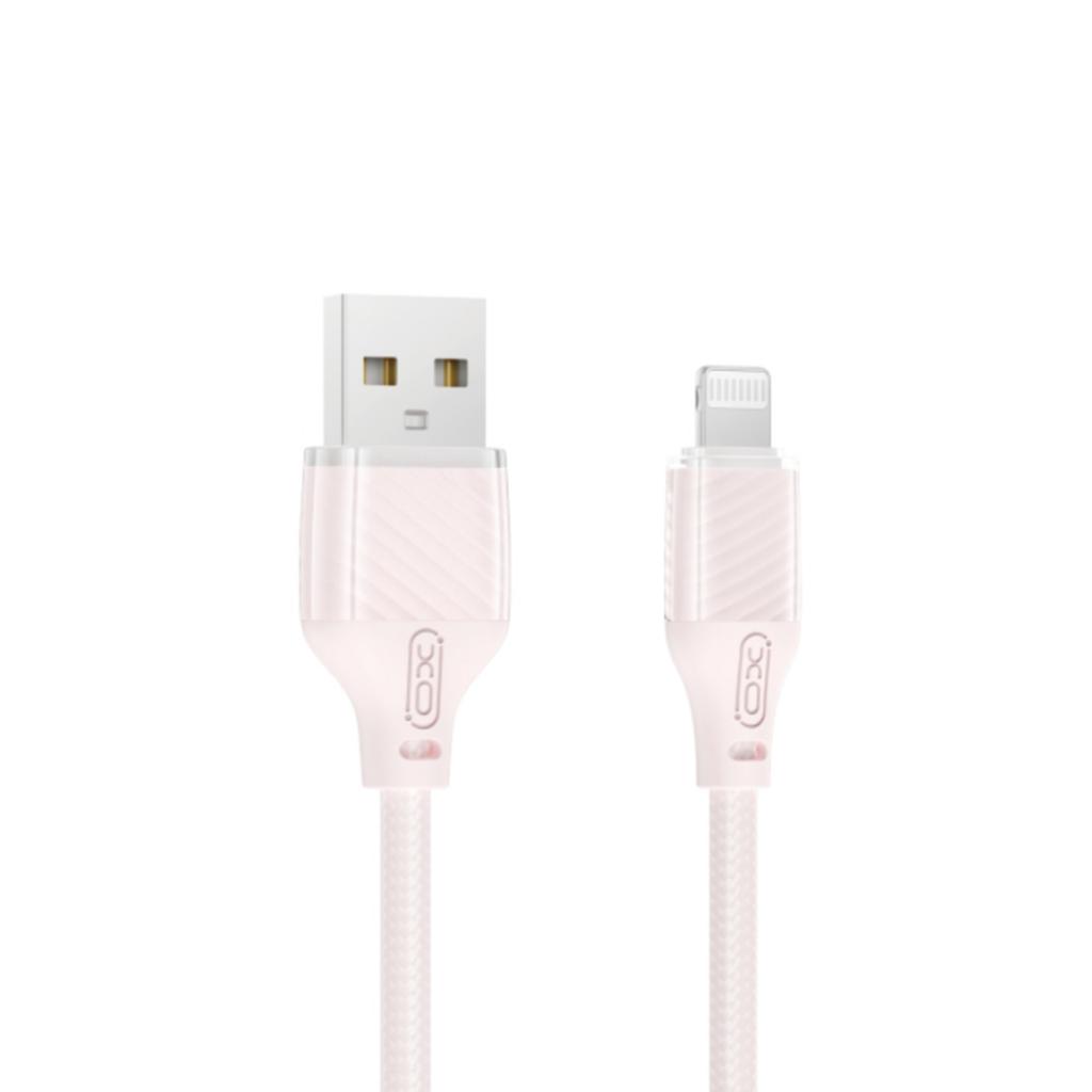 XO Кабел USB-A - Lightning, 1м, 6A, Transparent Braided /розов/ - NB291 - Image 2