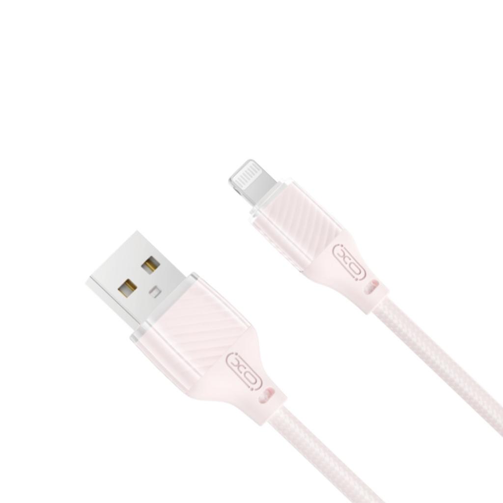 XO Кабел USB-A - Lightning, 1м, 6A, Transparent Braided /розов/ - NB291 - Image 3