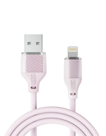XO Кабел USB-A - Lightning, 1м, 6A, Transparent Braided /розов/ - NB291