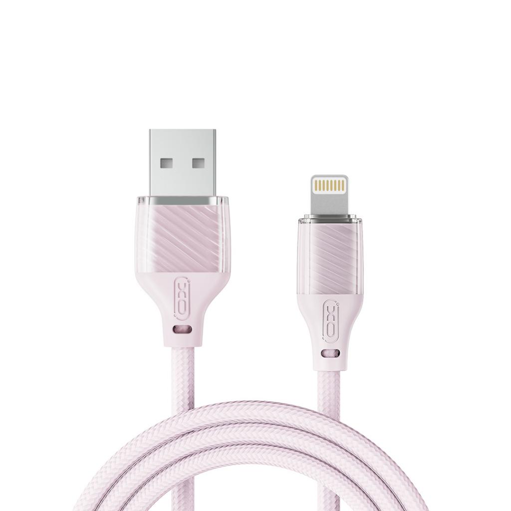 XO Кабел USB-A - Lightning, 1м, 6A, Transparent Braided /розов/ - NB291