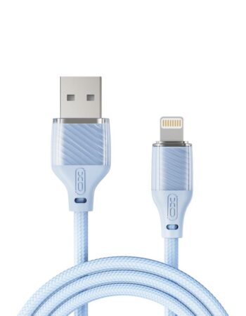 XO Кабел USB-A - Lightning, 1м, 6A, Transparent Braided /син/ - NB291