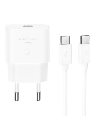 XO 220V 25W, USB-C, кабел C-C, бял - L167