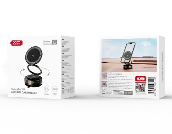 XO Холдер Magnetic Suction cup /no hook/, Manual с вакуум /черен/- C177+ - Image 2