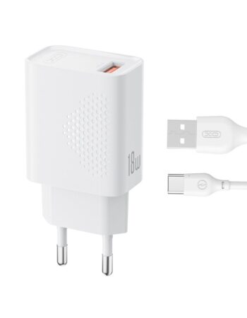 XO 220V 18W, USB-A + кабел USB-A - Type-C, L159 /бял/