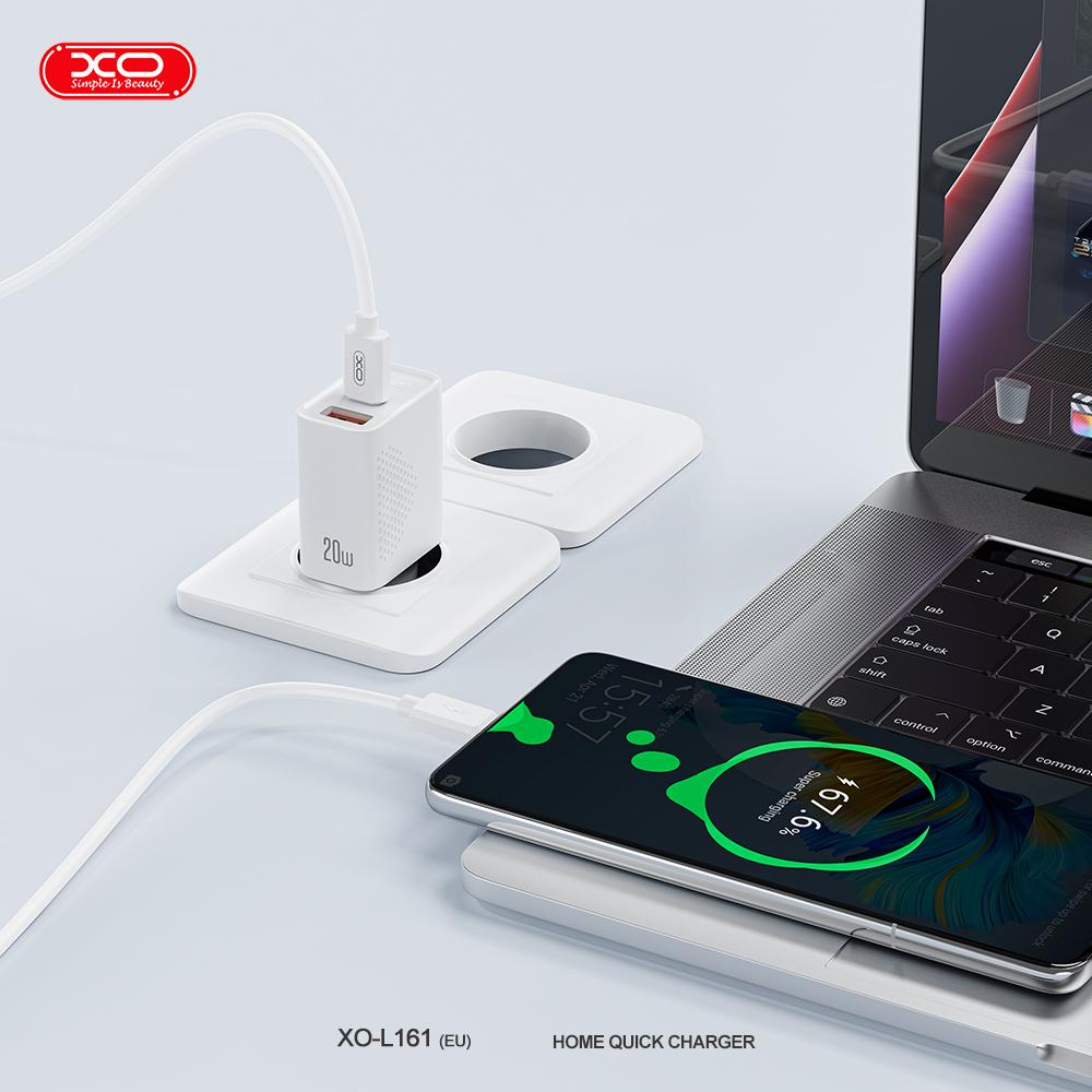 XO 220V 20W, USB-A + USB-C /бял/ - L161