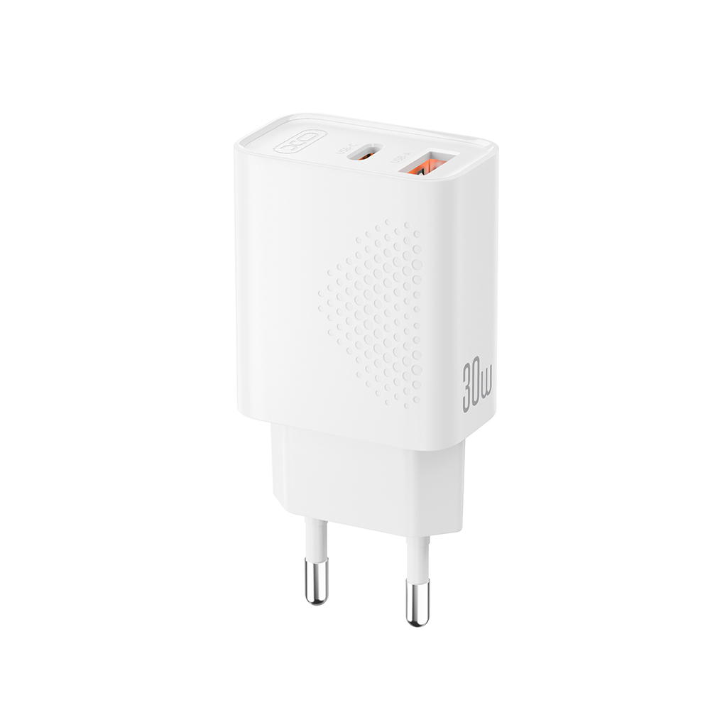 XO 220V 30W, USB-A + USB-C /бял/ - L163