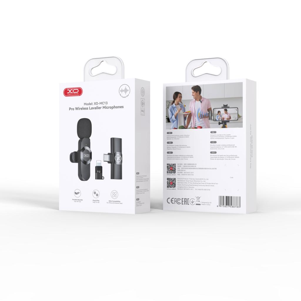 XO Микрофон, Type-C/Lightning, Noice-cancelling, WIreless /черен/ - MC13